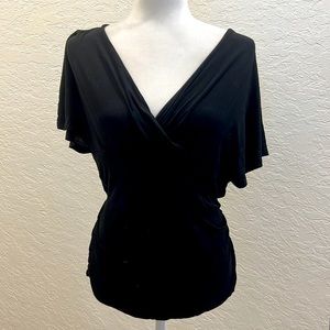 Large black v neck reversible tshirt short sleeve sexy top